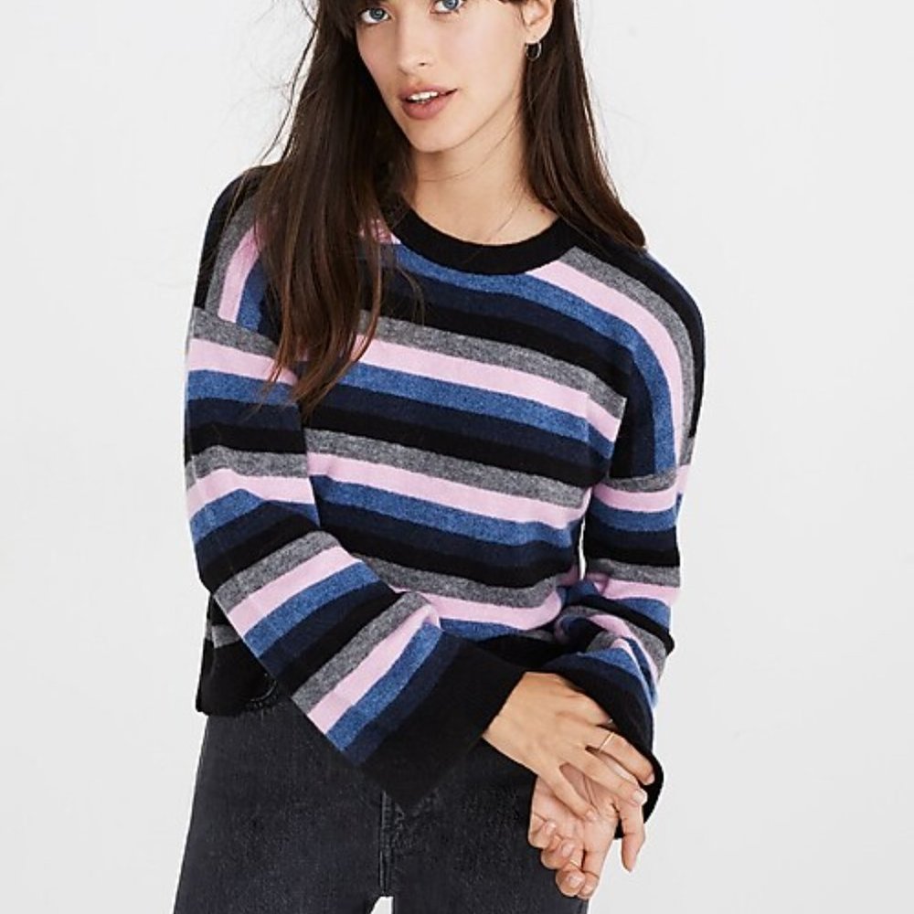Madewell Cardiff Striped Crewneck Sweater in Coziest Yarn